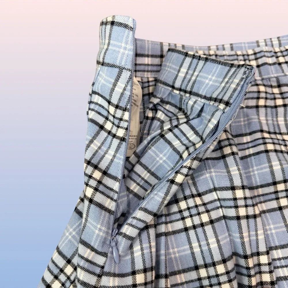 Hollister Ultra Women's High Rise Blue Plaid Pleated Pleated‎ Skirt Preppy XS - Picture 4 of 8